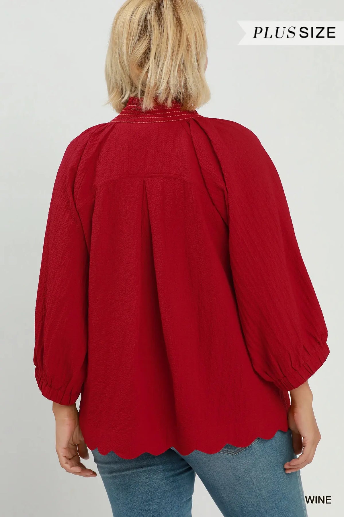 Scallop Hem Blouse Plus