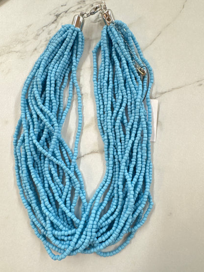 HD BLUE BEAD MULTI STRAND NECKLACE