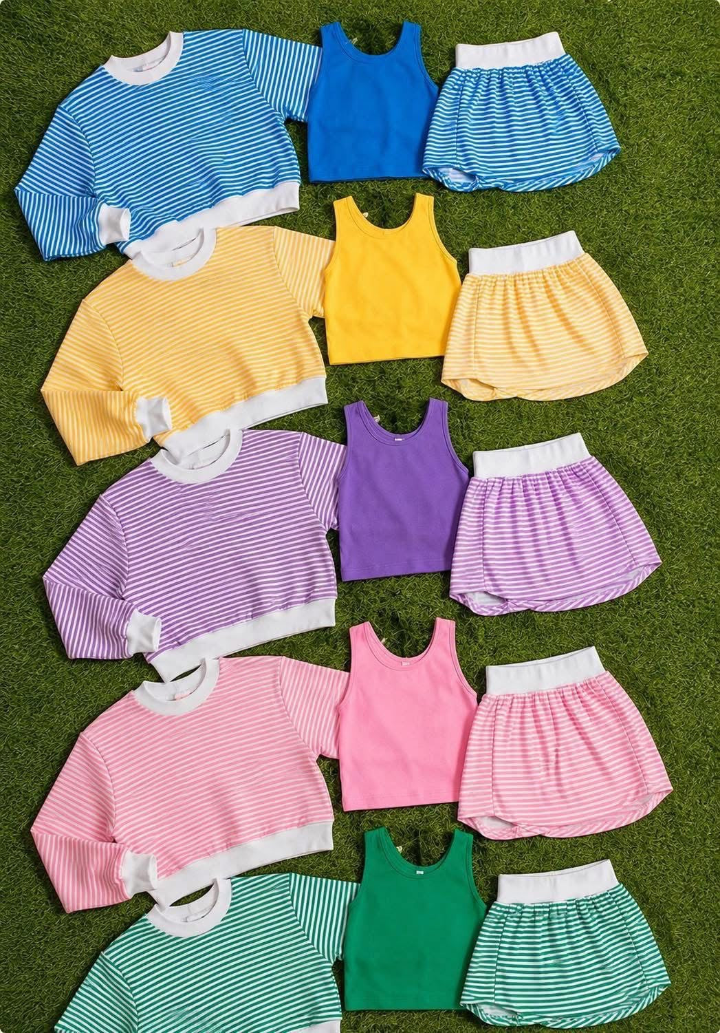 PREORDER * 3 PC STRIPED SKORT SET * ESTIMATED ARRIVAL OCTOBER