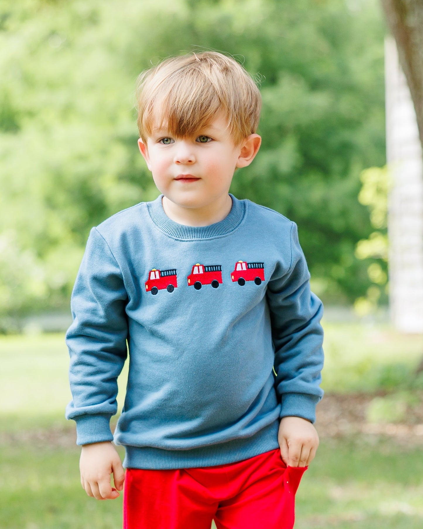 Jellybean Fall - Firetruck Trio French Terry Pullover