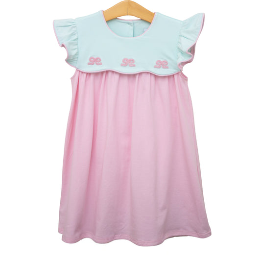 Jellybean Summer - French Knot Bow Scallop Dress
