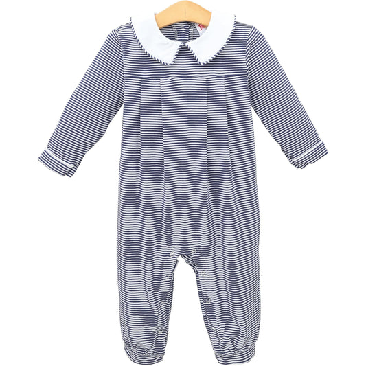 Jellybean Fall - Henry Romper Navy Stripe