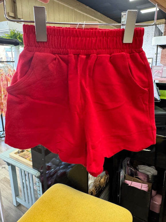 Red Scallop Shorts