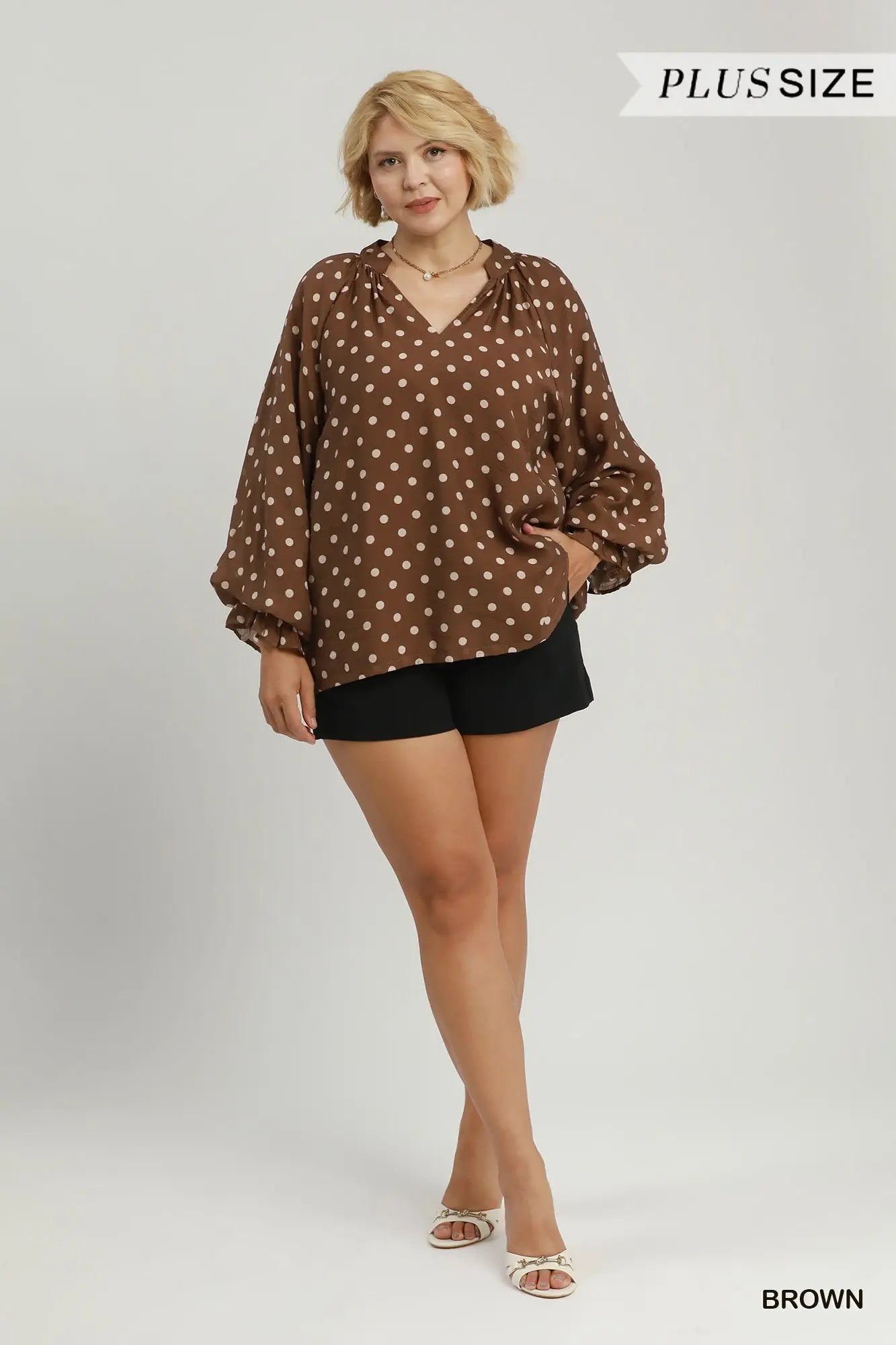 Brown Polka Dot Blouse