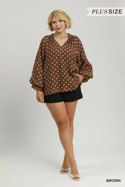 Brown Polka Dot Blouse