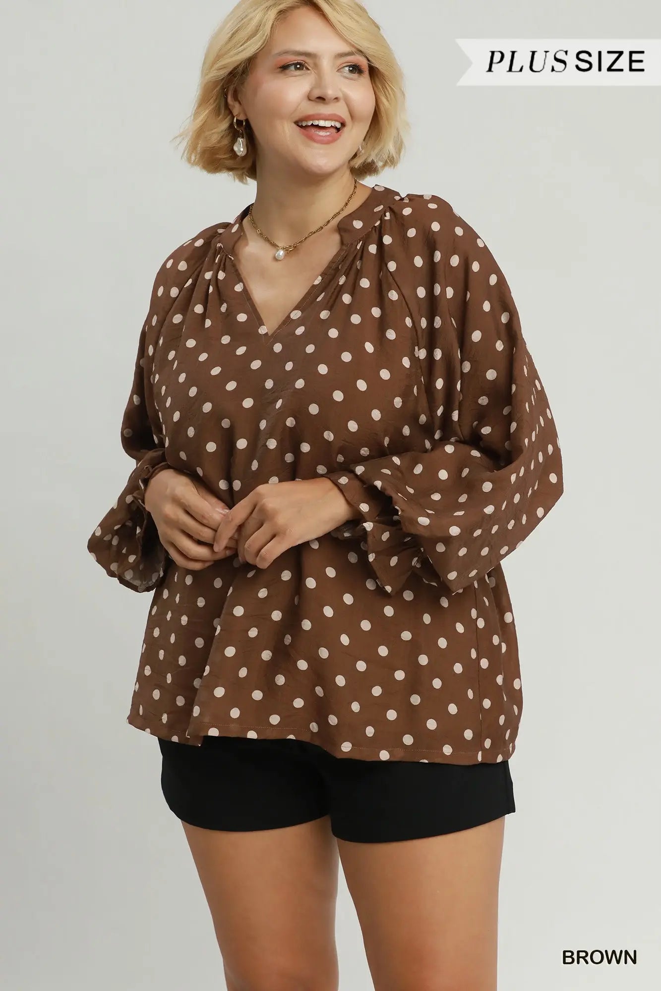 Brown Polka Dot Blouse