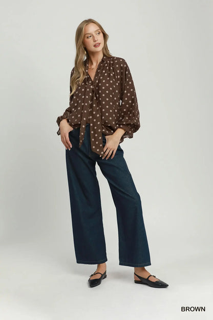 Brown Polka Dot Blouse