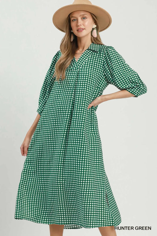 Hunter Green Gingham Dress