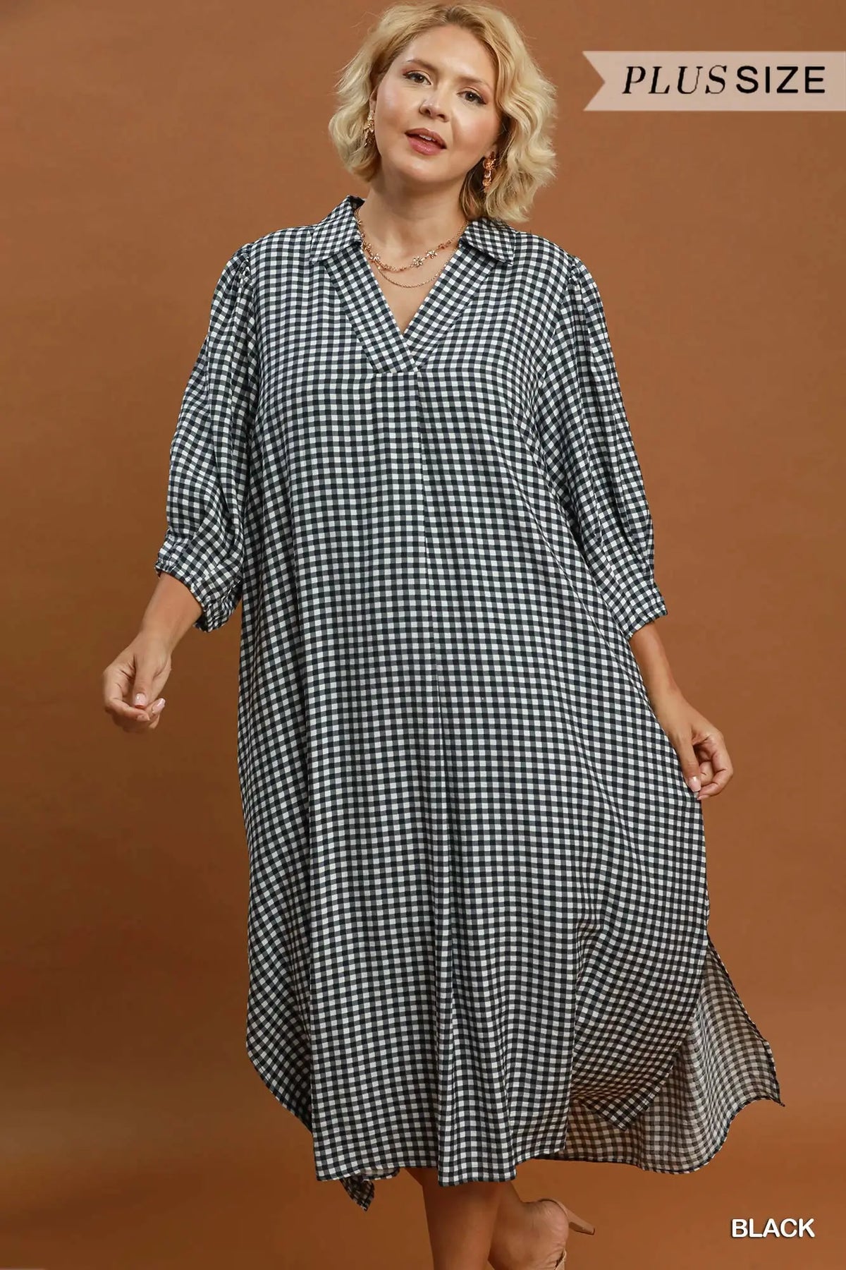 Black Gingham Dress Plus