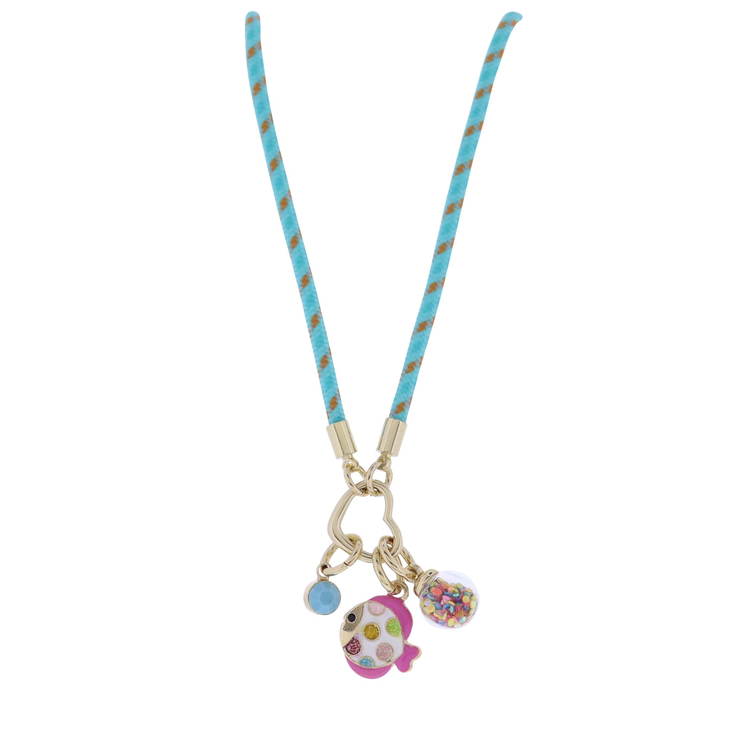 Turquoise, Orange Paracord Rope Necklace with Fish