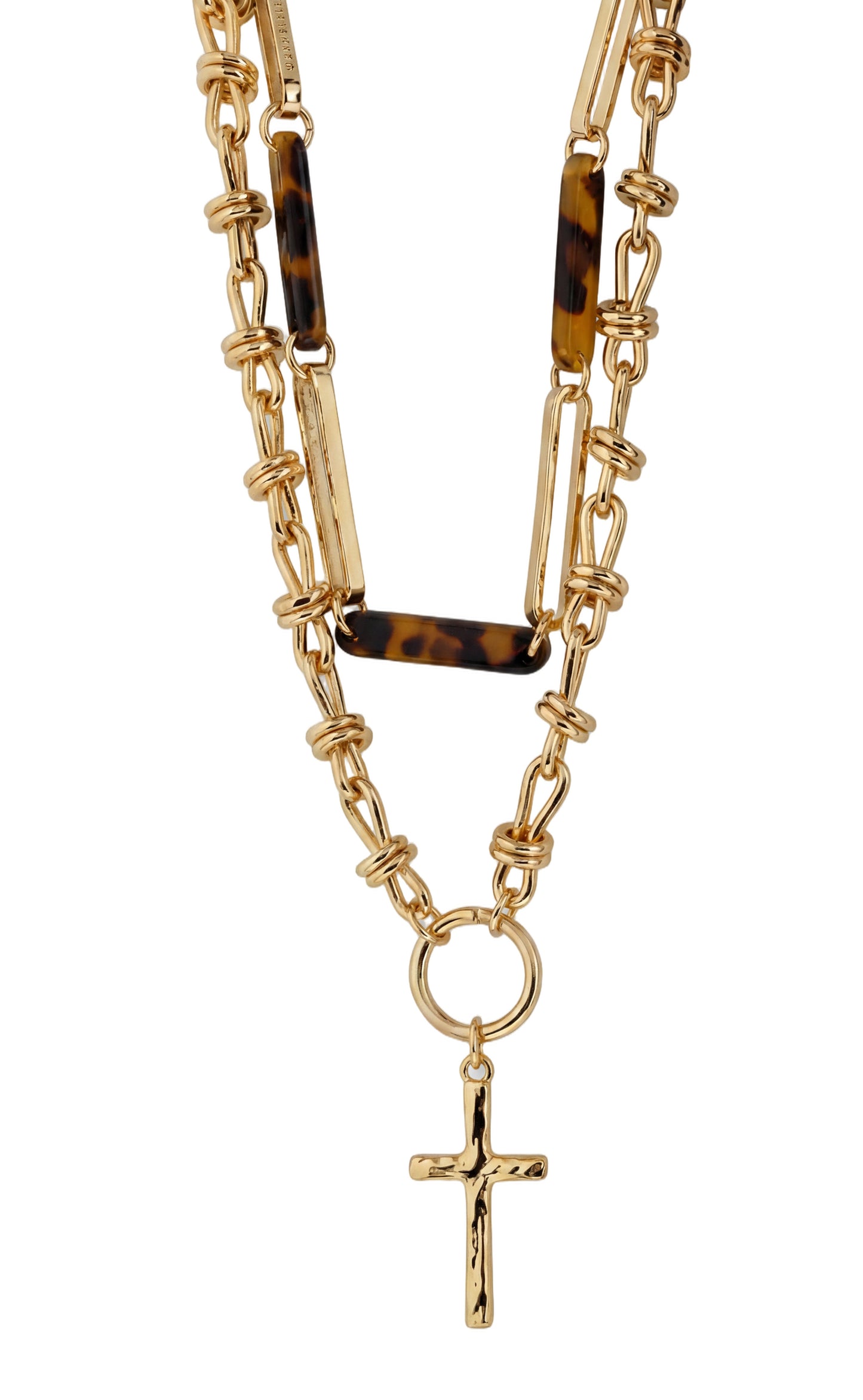 18k Gold Plated Two Strand Gold, Tortoise Knot Cha