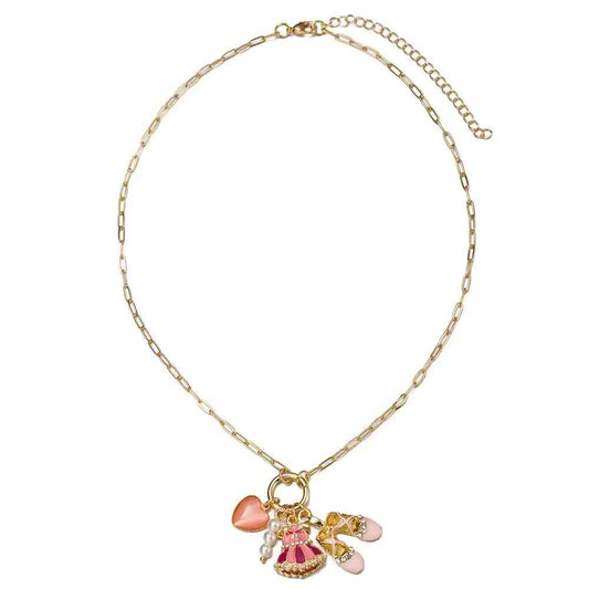 Kids Gold Paperclip Chain Necklace with Ballerina