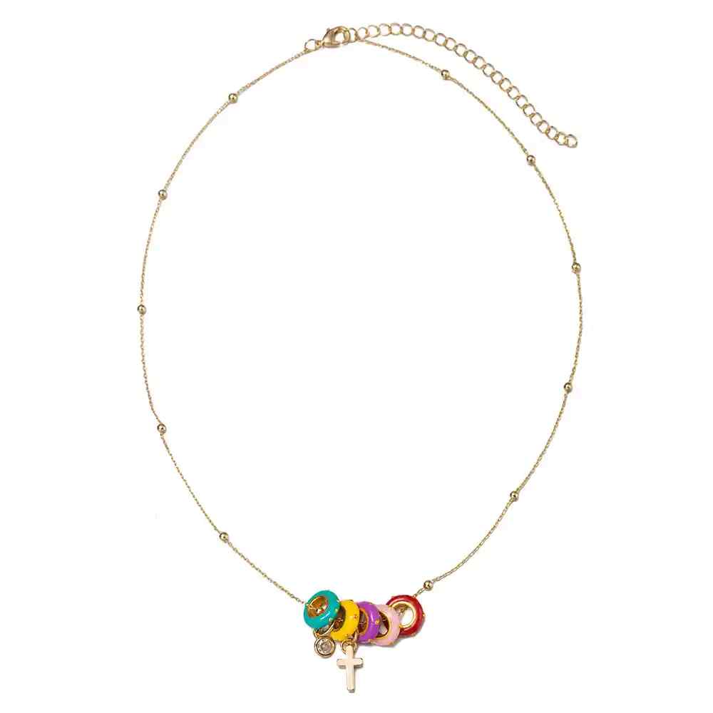 Kids Gold Ballchain Chain Necklace with Multi Colo