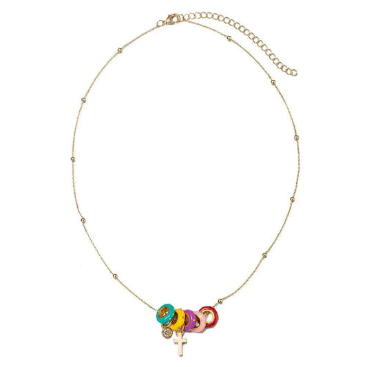 Kids Gold Ballchain Chain Necklace with Multi Colo