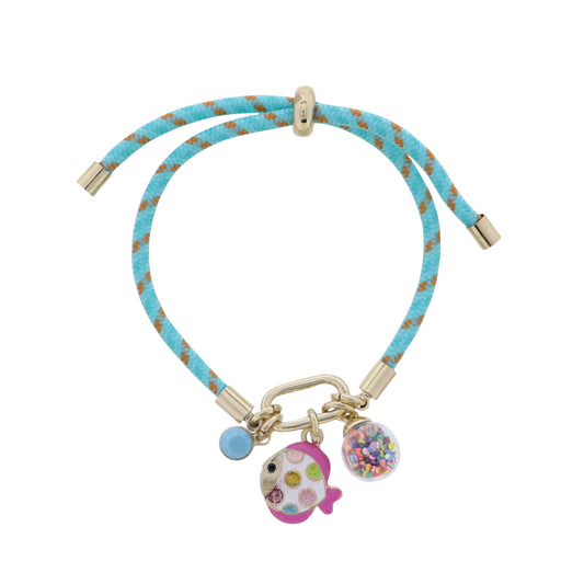 Kids Turquoise, Orange Paracord Rope Bracelet Gold