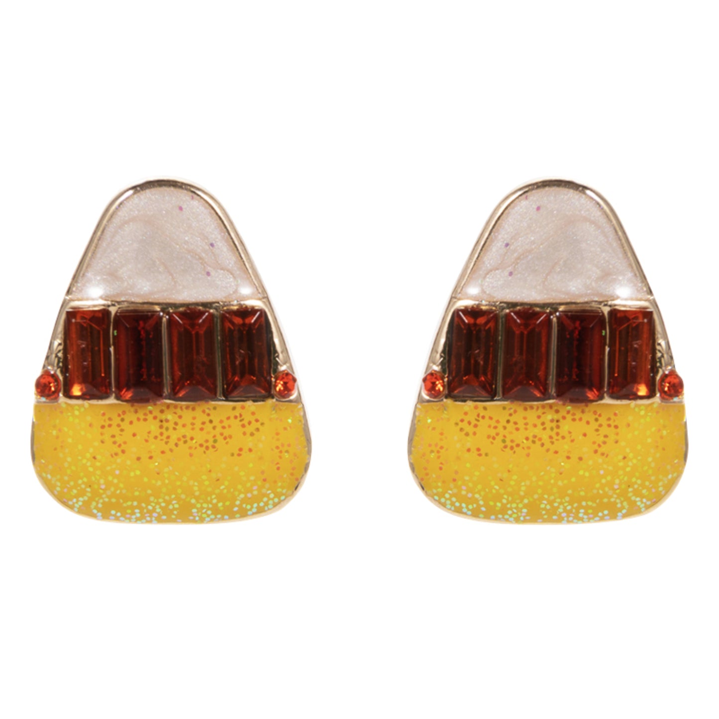 Enamel, Crystal Candy Corn Earring