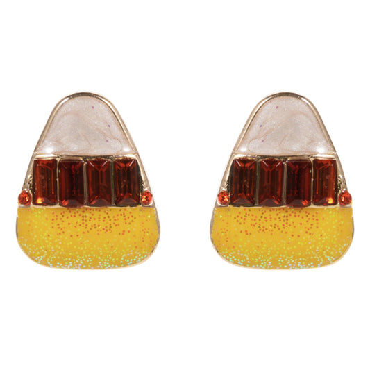Enamel, Crystal Candy Corn Earring