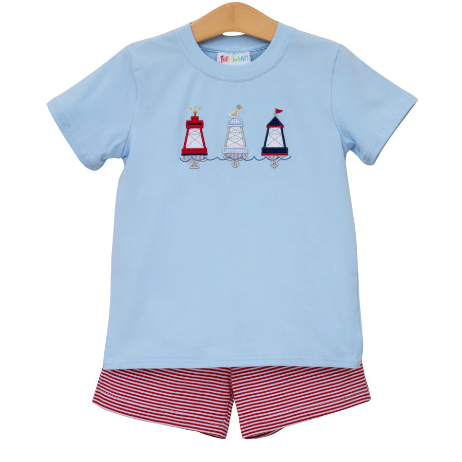 Jellybean Summer -Red, White, and Buoy Short Set