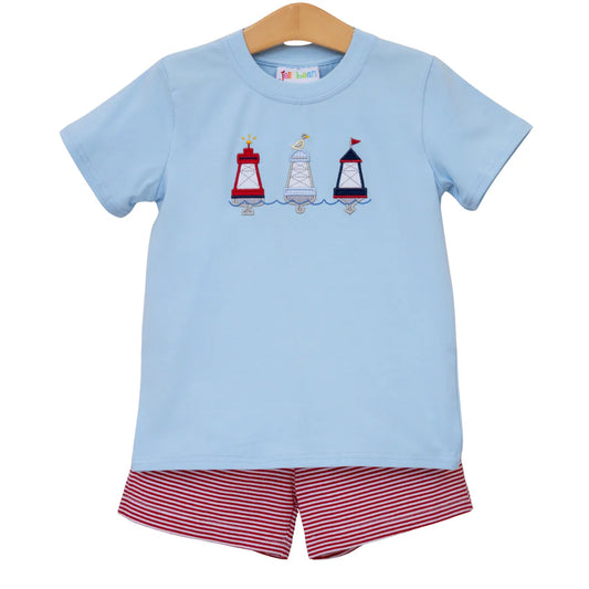 Jellybean Summer -Red, White, and Buoy Short Set
