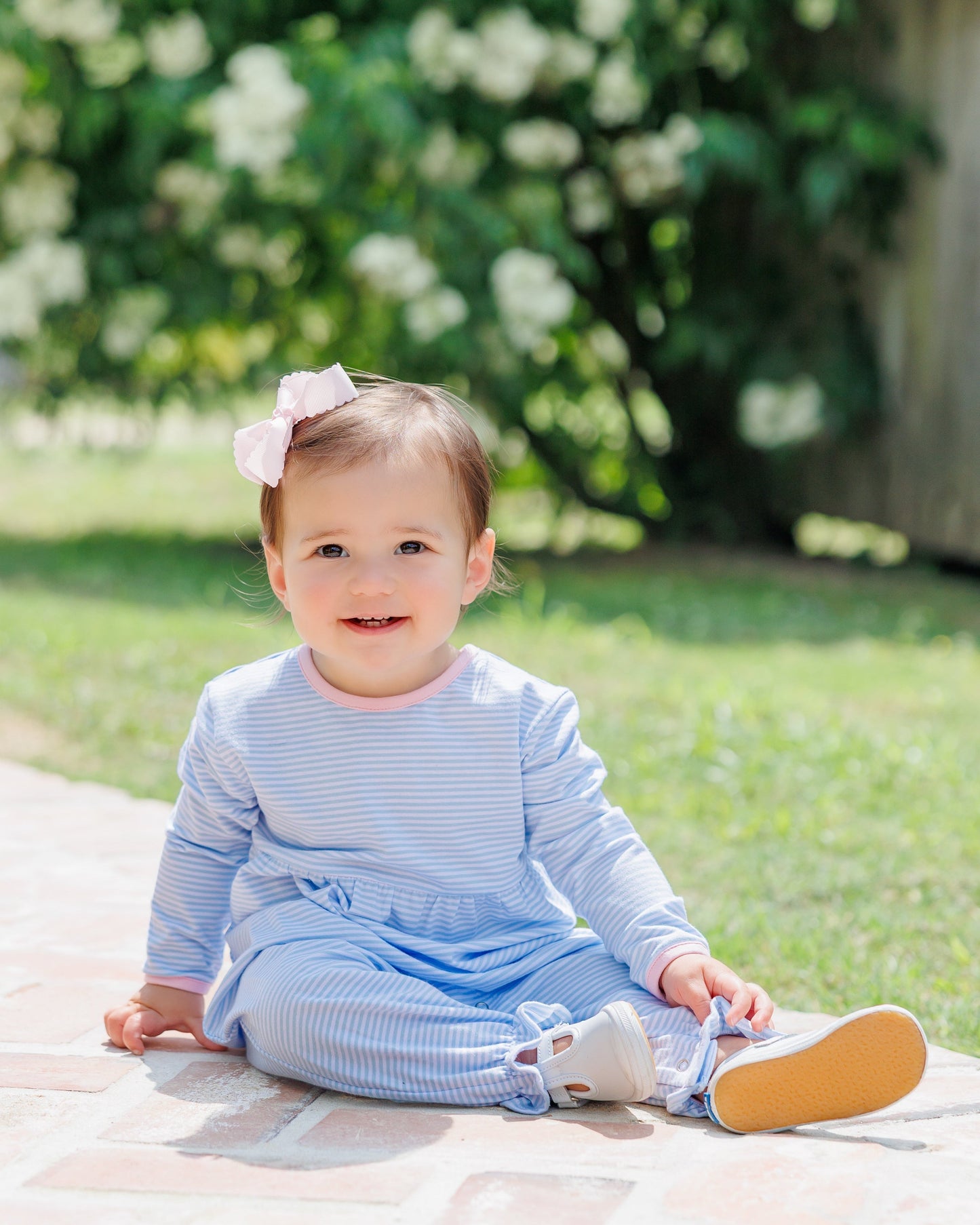 Jellybean Fall - Sadie Romper Light Blue & Pink