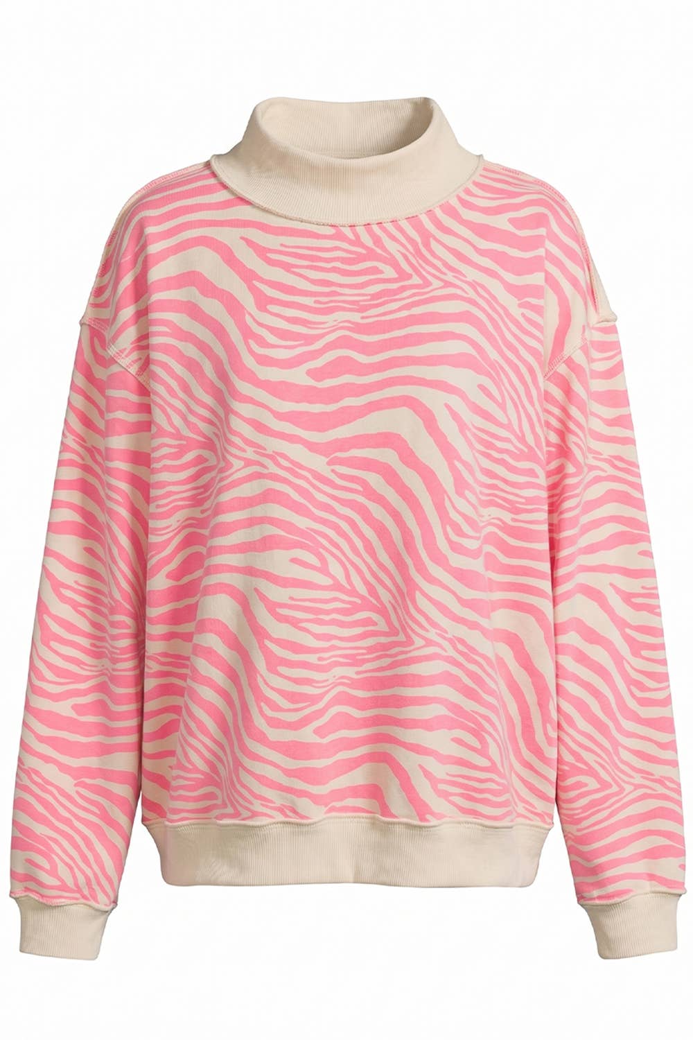IT2594-ZEBRA | Zebra-Patterned Mock-Neck Sweatshirt