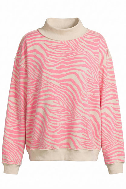 IT2594-ZEBRA | Zebra-Patterned Mock-Neck Sweatshirt
