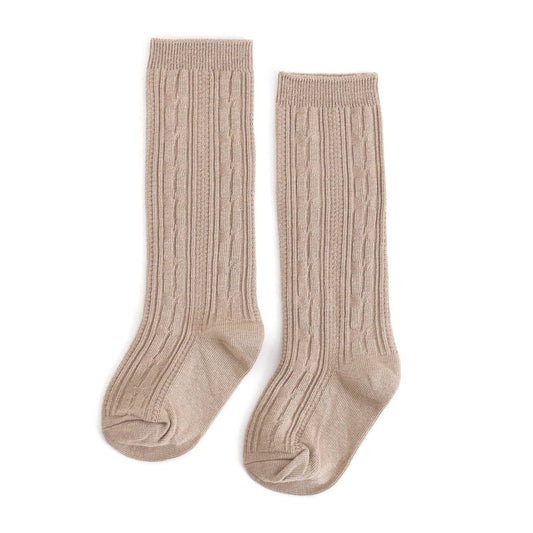 Oat Cable Knit Knee High Socks