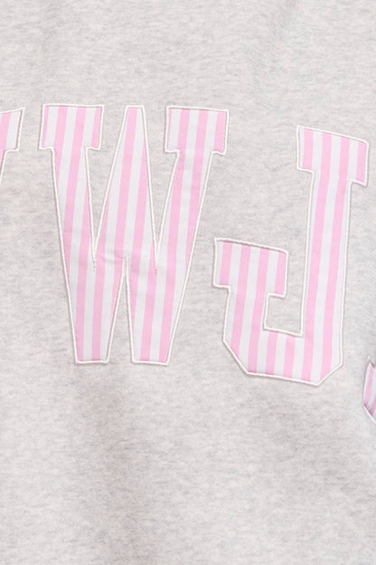 Stripe Embroidered "WWJD" Sweatshirt