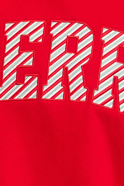 IT2594E-MERRY2 | 'MERRY' Embroidered Mock Neck Sweatshirt
