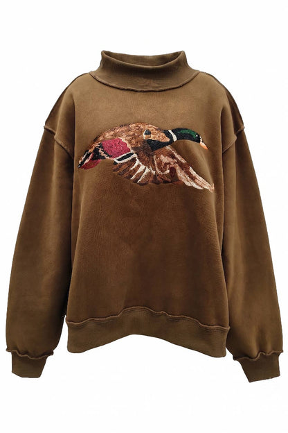 MALLARD Embroidered Mock-Neck Sweatshirt