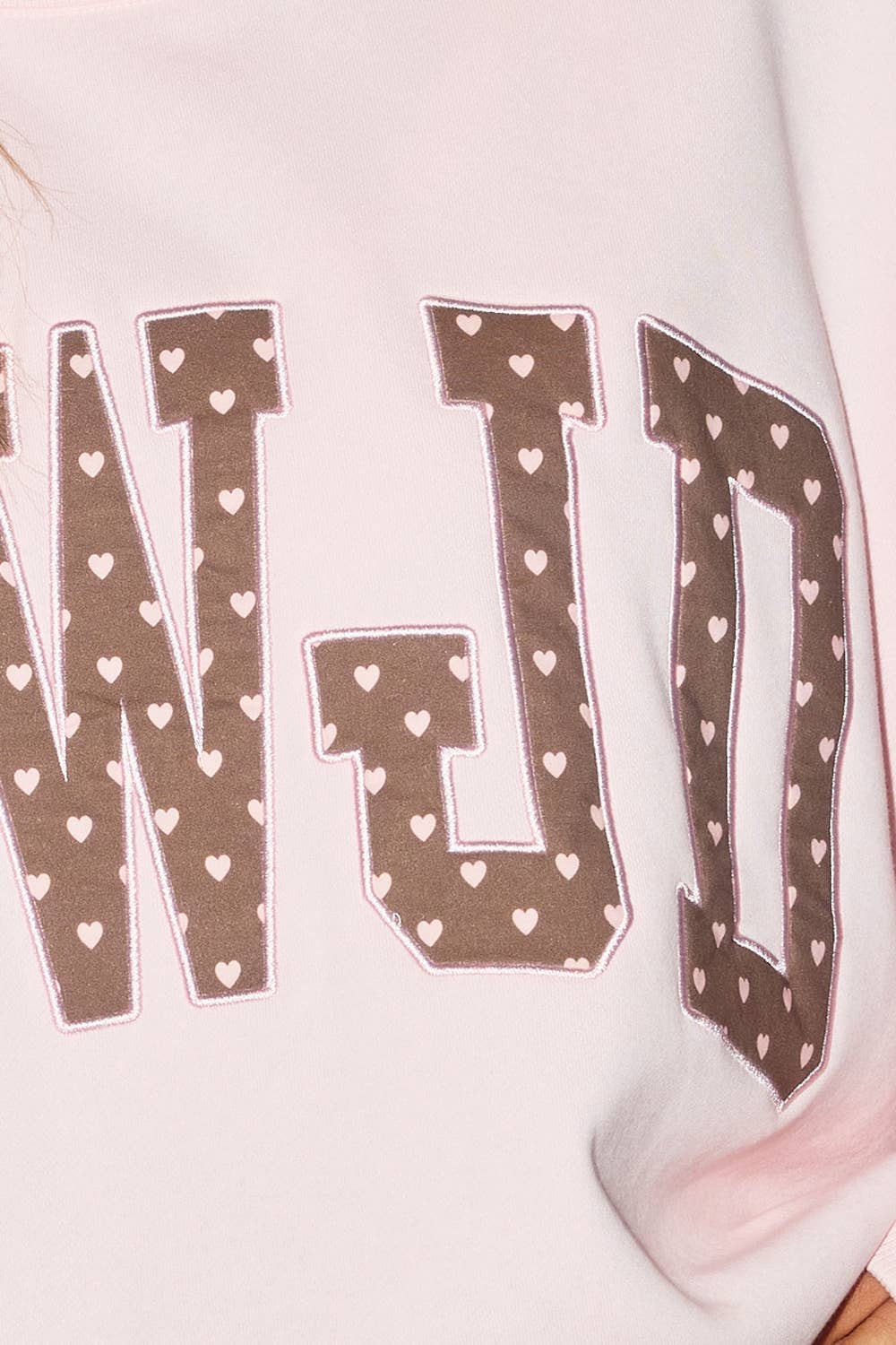 IT3080-WWJD | 'WWJD' Heart Printed Mock-Ruffle Sweatshirt