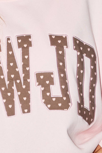 IT3080-WWJD | 'WWJD' Heart Printed Mock-Ruffle Sweatshirt