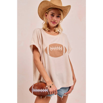 GAMEDAY FOOTBALL PATCHWORK WAFFLE SHORT TOP