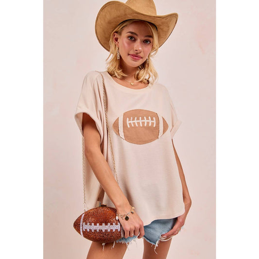 GAMEDAY FOOTBALL PATCHWORK WAFFLE SHORT TOP
