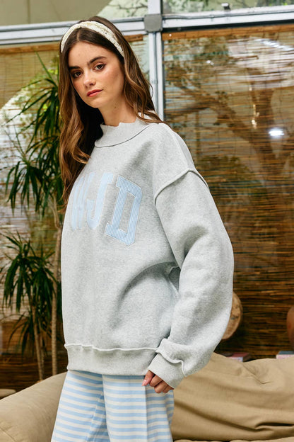 Stripe Embroidered "WWJD" Sweatshirt