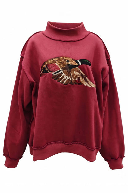 MALLARD Embroidered Mock-Neck Sweatshirt
