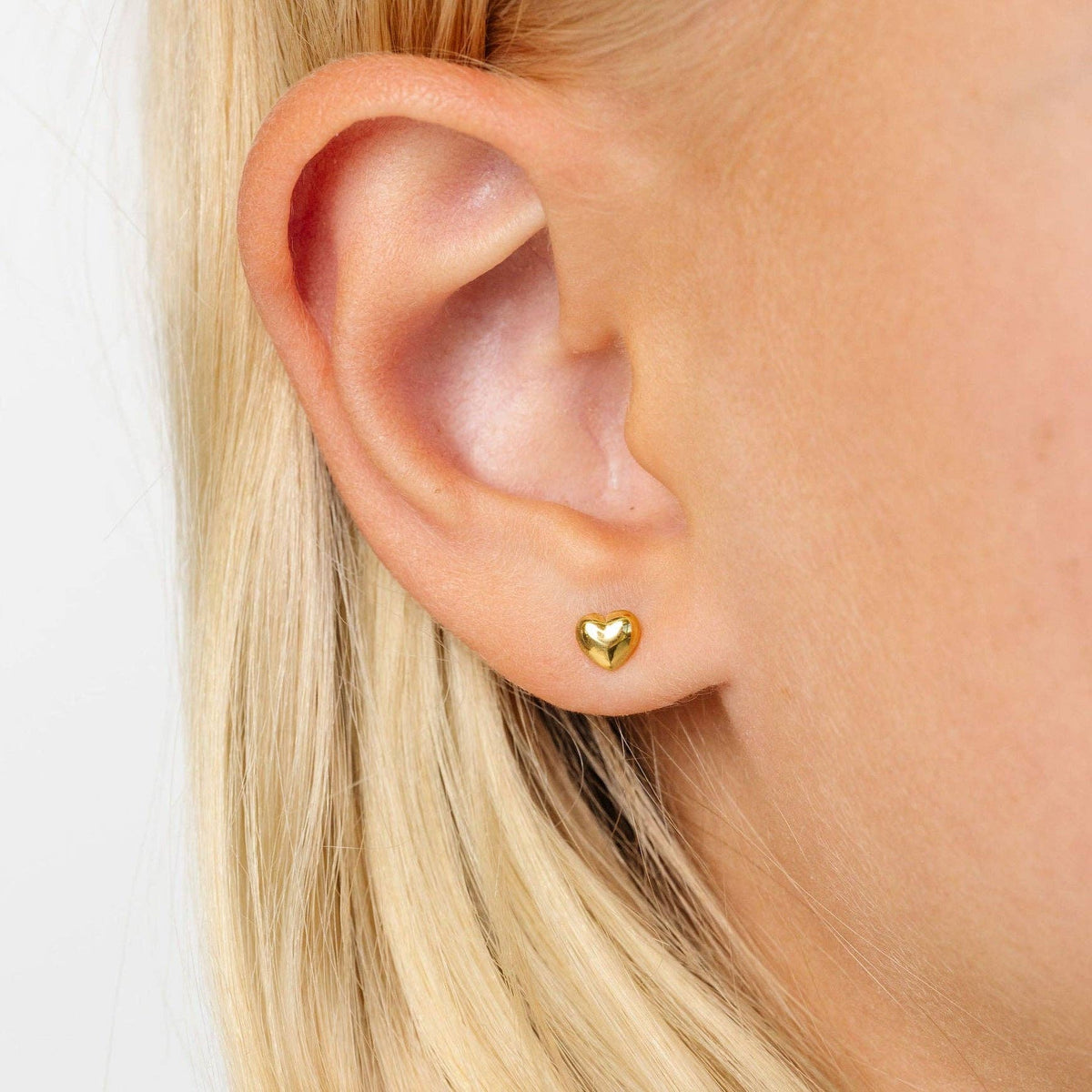 Mini Bubble Heart Stud Earrings - Hypoallergenic, Flat back