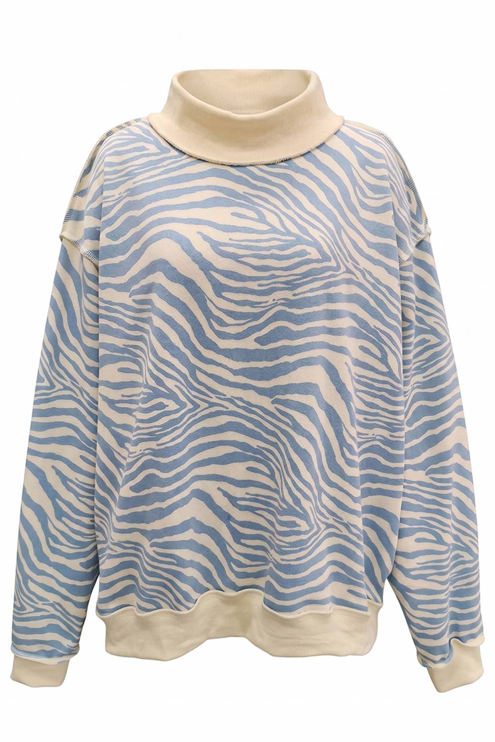 IT2594-ZEBRA | Zebra-Patterned Mock-Neck Sweatshirt