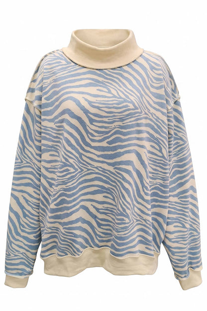 IT2594-ZEBRA | Zebra-Patterned Mock-Neck Sweatshirt