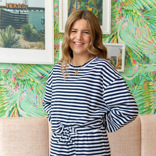 STRIPE LONGSLEEVE TOP-NAVY