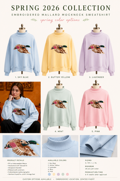 MALLARD Embroidered Mock-Neck Sweatshirt