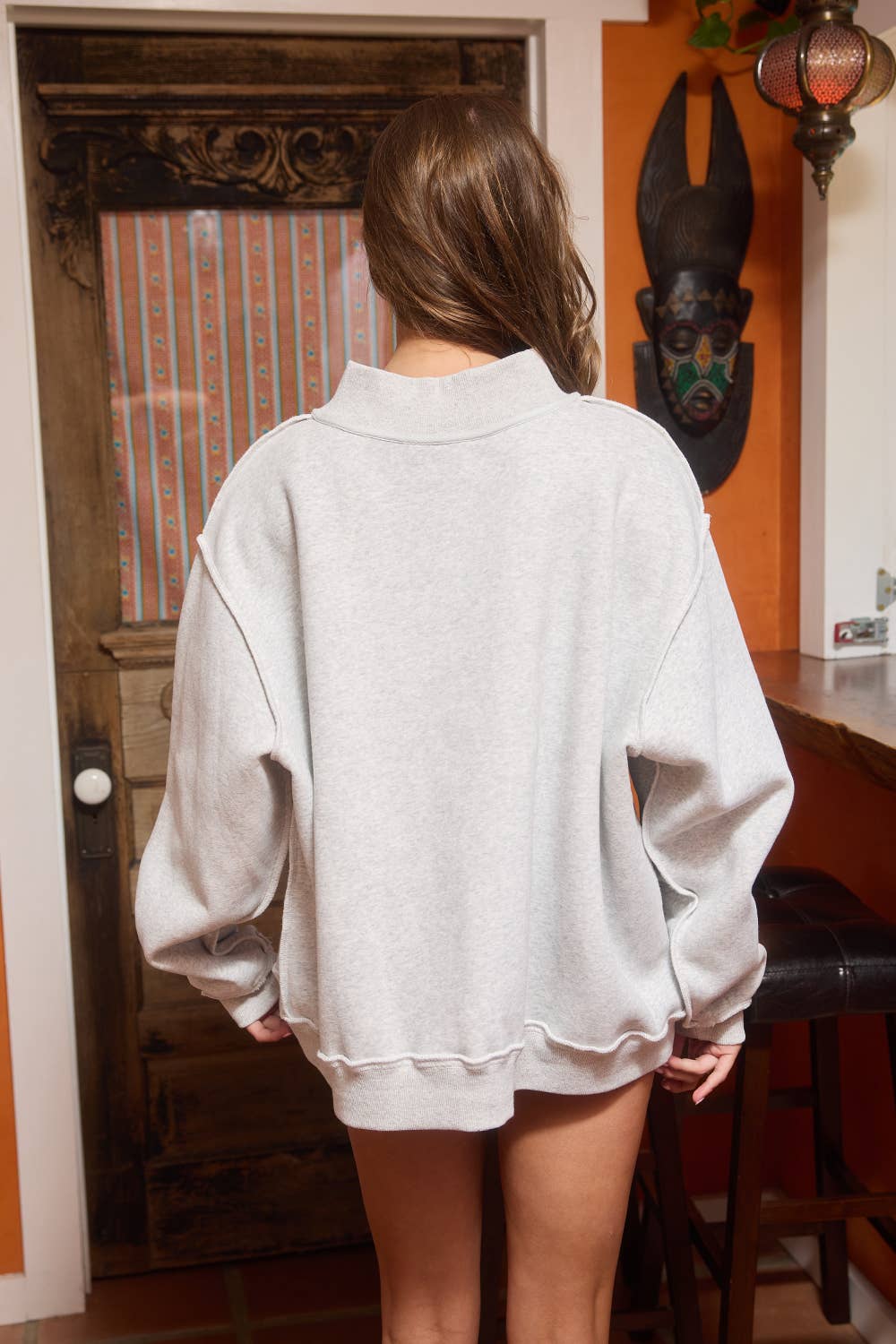 Stripe Embroidered "WWJD" Sweatshirt