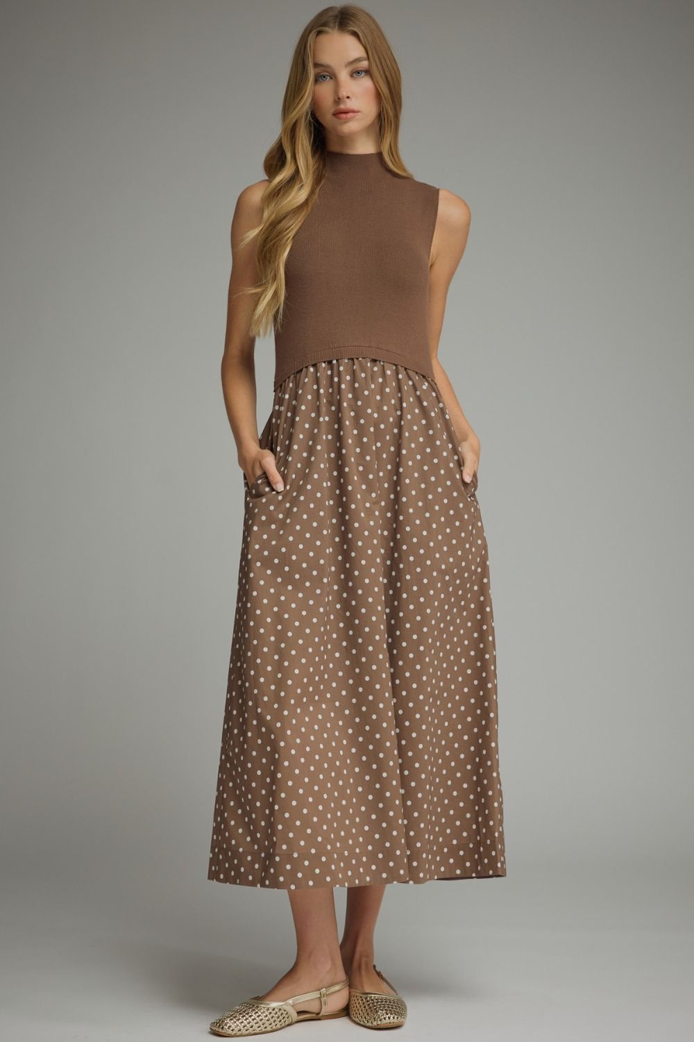 Chocolate Sweater Polka Dot Maxi