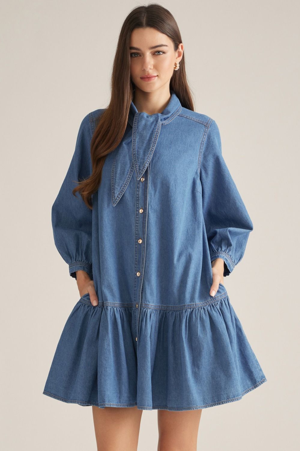 Denim Buttoned Mini Dress