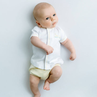 Vintage Duckie Pulltoy Hand-Embroidered Diaper Cover Set - Yellow