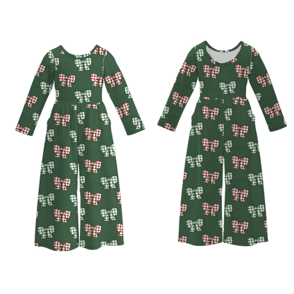 Girls' Christmas printed jumpsuit