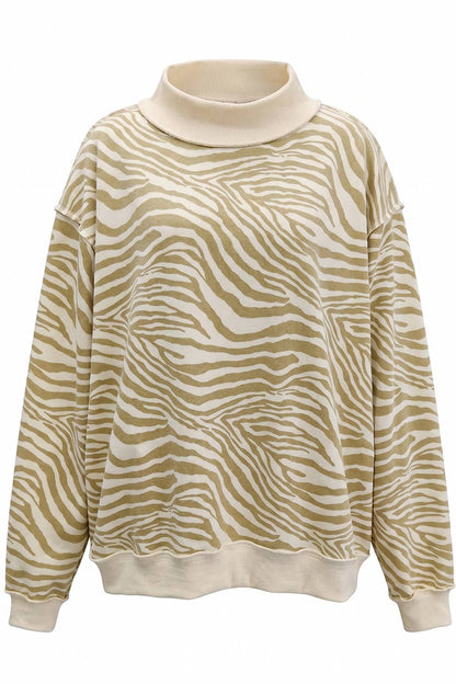 IT2594-ZEBRA | Zebra-Patterned Mock-Neck Sweatshirt