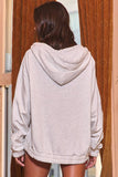 T2368 Oversized Drawstring Solid Terry Hoodie Top