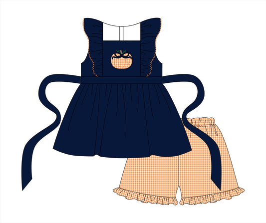 PO114: Autumn Applique Girl Short Set