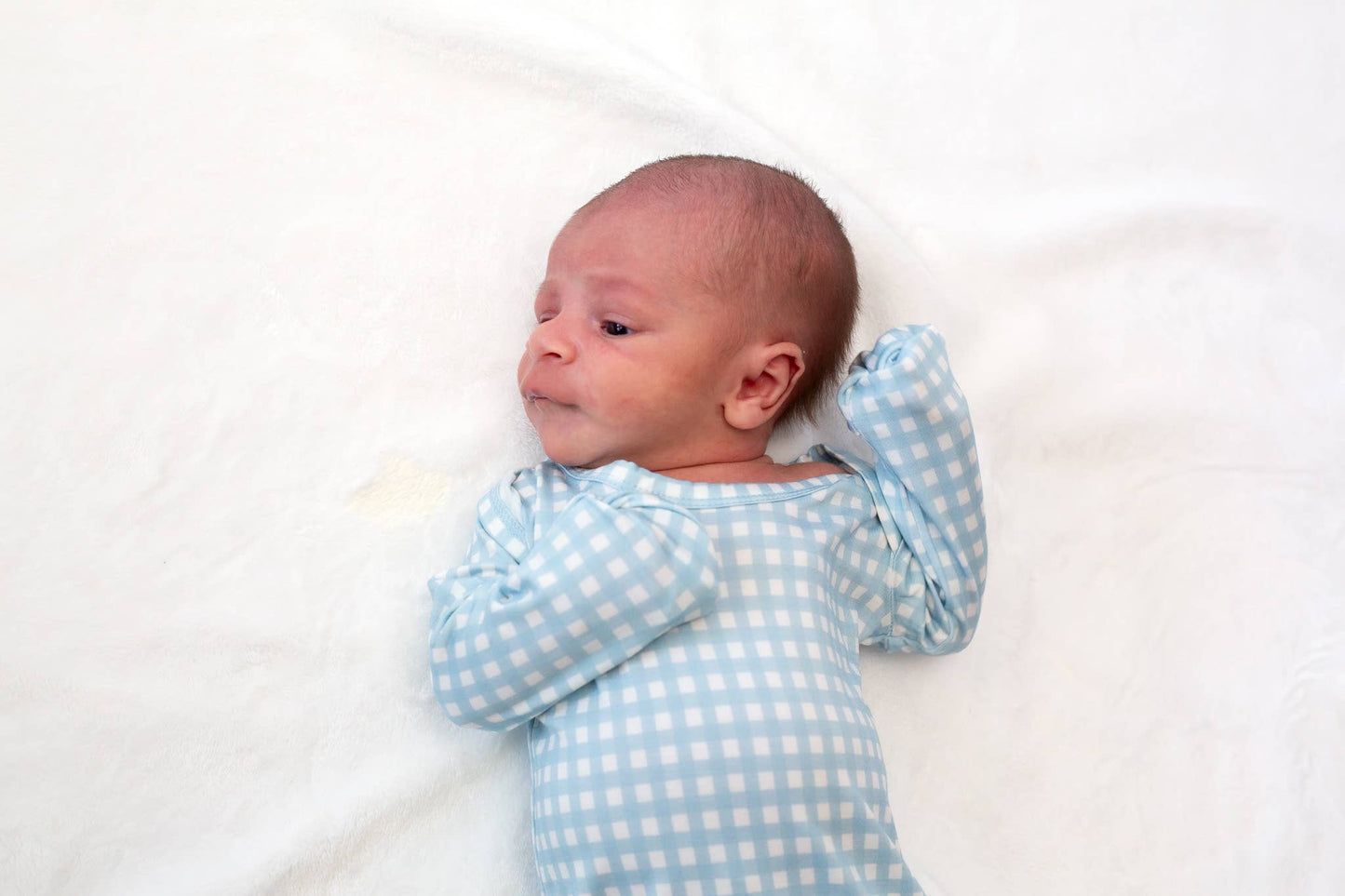 Baby Blue Gingham- Knotted Infant Gown